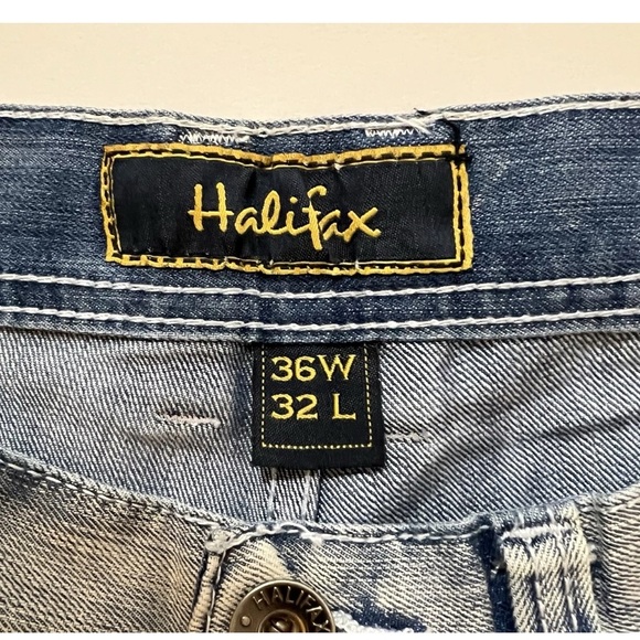 Halifax Jeans Mens 36x32 Blue Relaxed Flap Pocket Vintage Y2K Streetwear Denim - Picture 6 of 8
